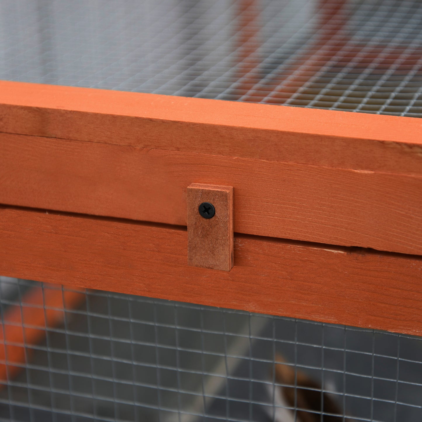 Pawhut Freilaufgehege für Kleintiere Aufklappbares Dach Tannenholz Orange