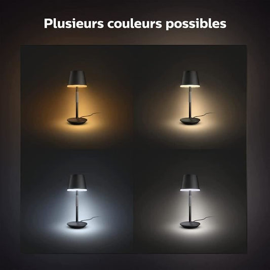 Philips White and Color Ambiance, Hue Belle portable table lamp, Bluetooth compatible, white