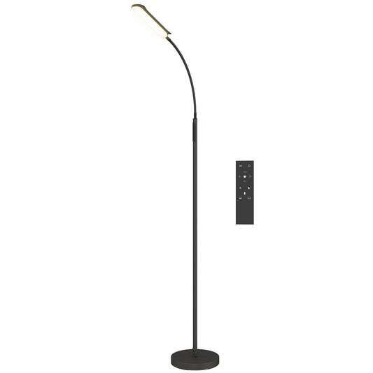 HOMCOM LED-Stehlampe, 5 Modi, Speicherfunktion, verstellbare Helligkeit, Stahl, Schwarz