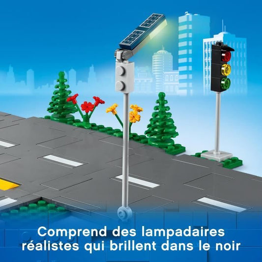 LEGO City 60304 Intersection to assemble, City construction game with panels and roads to be assembled for boy or girl