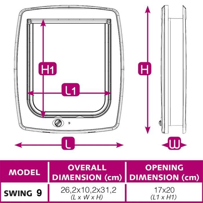 FERPLAST Chatiere Plastic Swing - 26.2 x 10.2 x 31.2 cm - White - For large cat and small dog