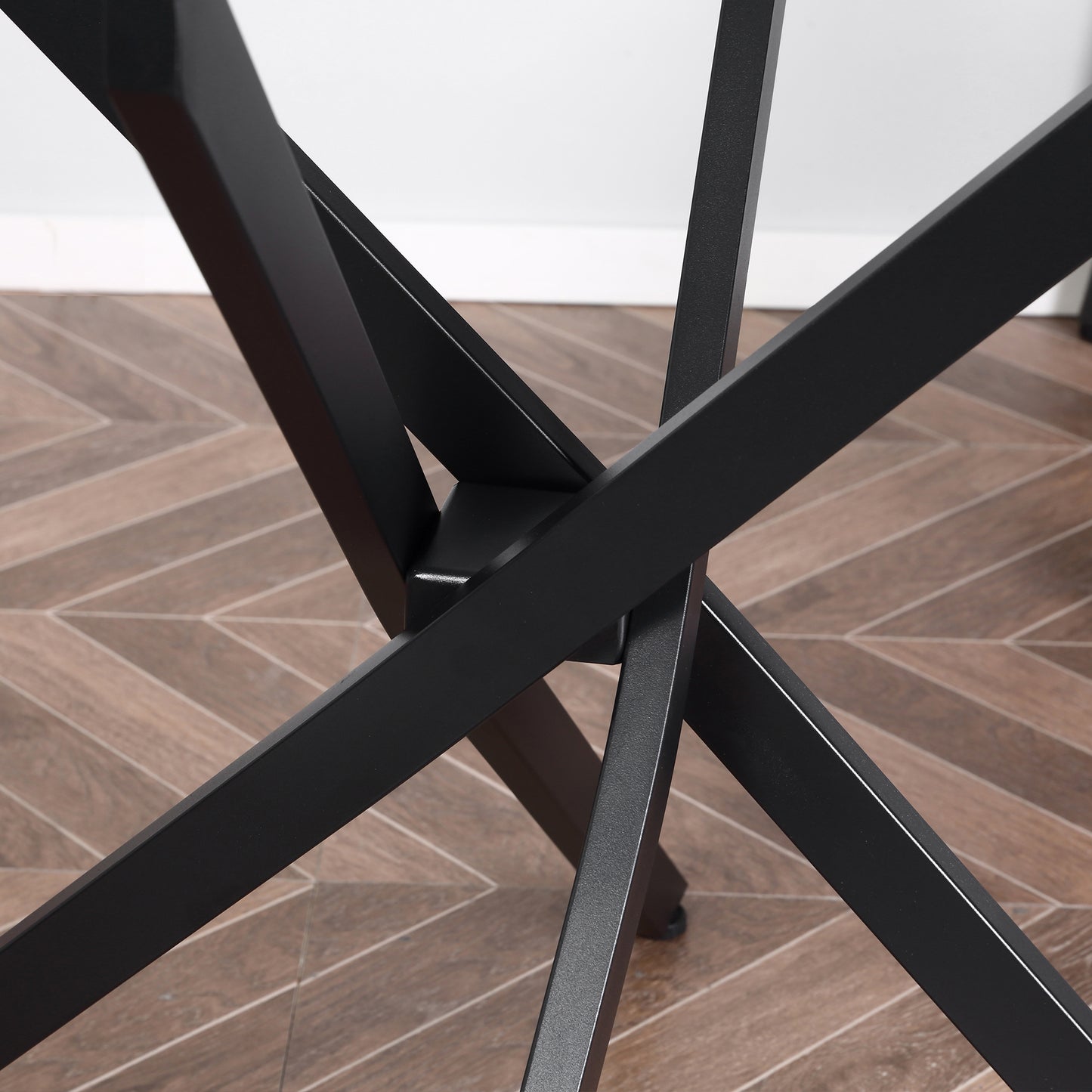 HOMCOM Moderner Glas-Esstisch, 80 cm Durchmesser, Küchentisch mit gehärteter Glasplatte und Metallbeinen, für 4 Personen