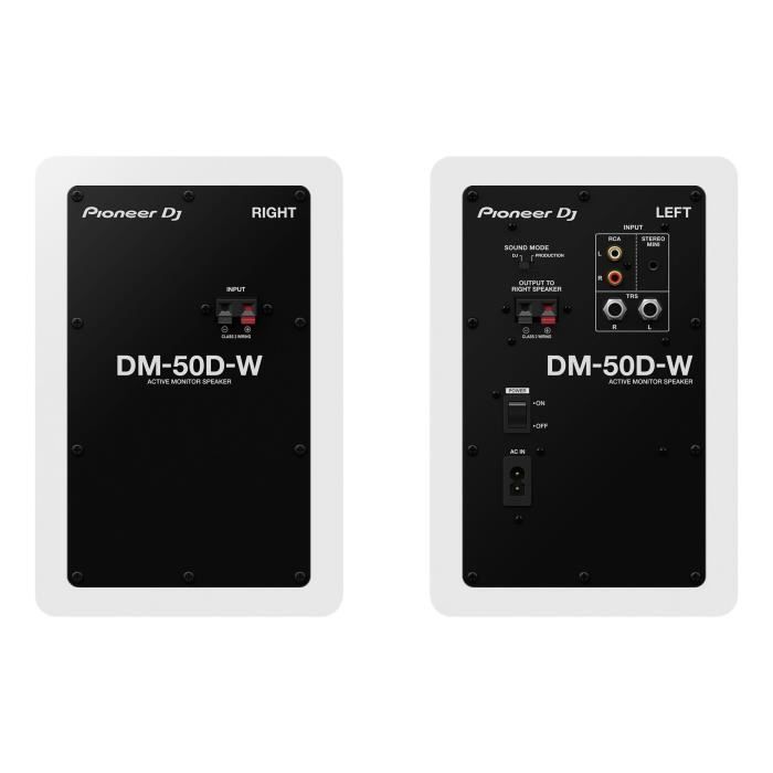 Pair of Pioneer DJ DM-50D-W monitoring speakers - Bass Reflex - 2x25W - DJ or Production mode - White