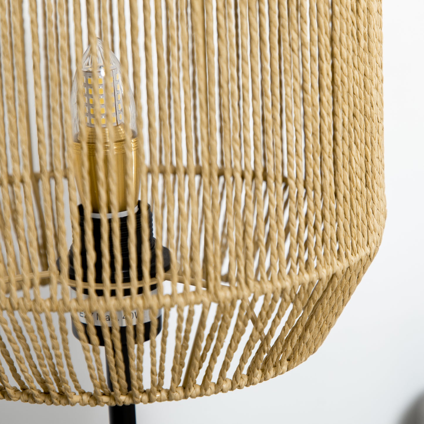 HOMCOM 2-teiliges Leuchten-Set. 1 Stehleuchte, 1 Tischleuchte, 38 cm x 38 cm x 158 cm, Natur + Schwarz