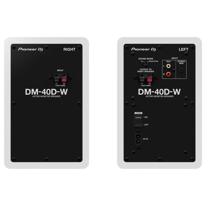 Pair of Pioneer DJ DM-40D-W monitoring speakers - Bass Reflex - 2x19W - DJ or Production mode - White