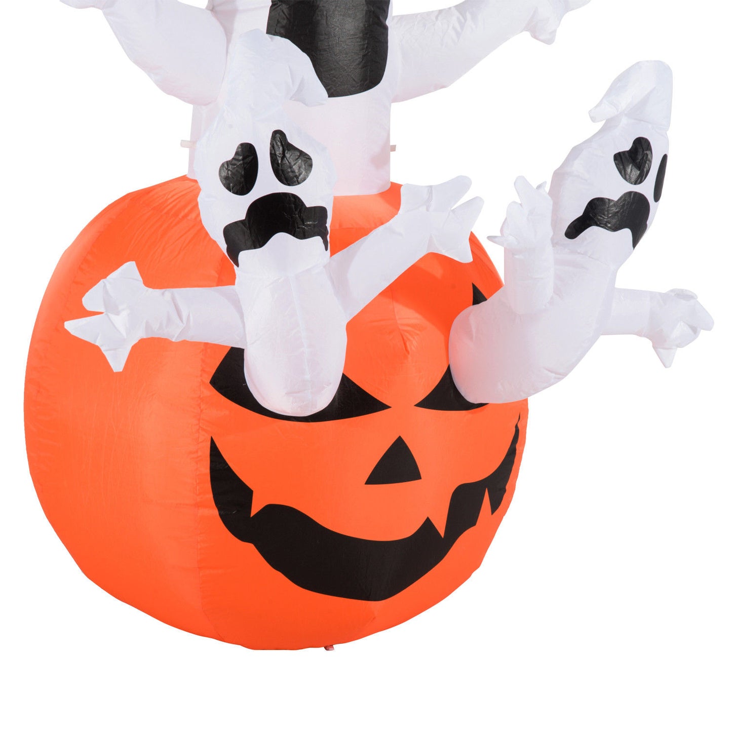 HOMCOM Aufblasbarer Kürbis Geist Gespenst Halloween Deko Figur Luftfigur mit LED Beleuchtung, Polyester, 120x120x180cm