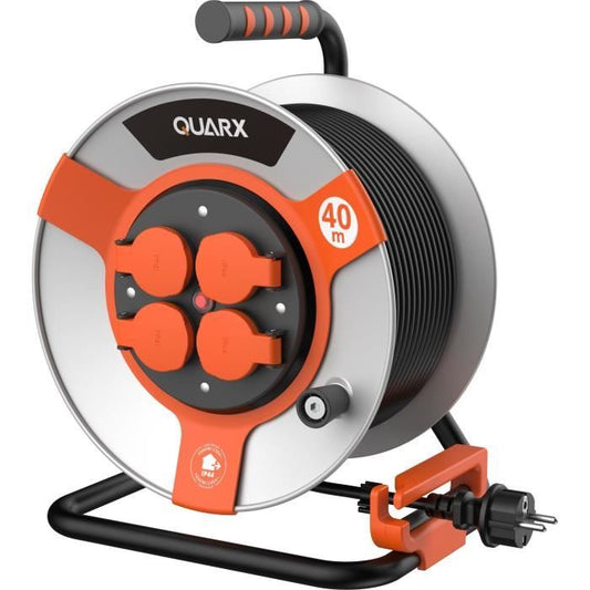Hose reel - QUARX - Construction site - 40m, H05VV-F 3G1.5mm², metal drum