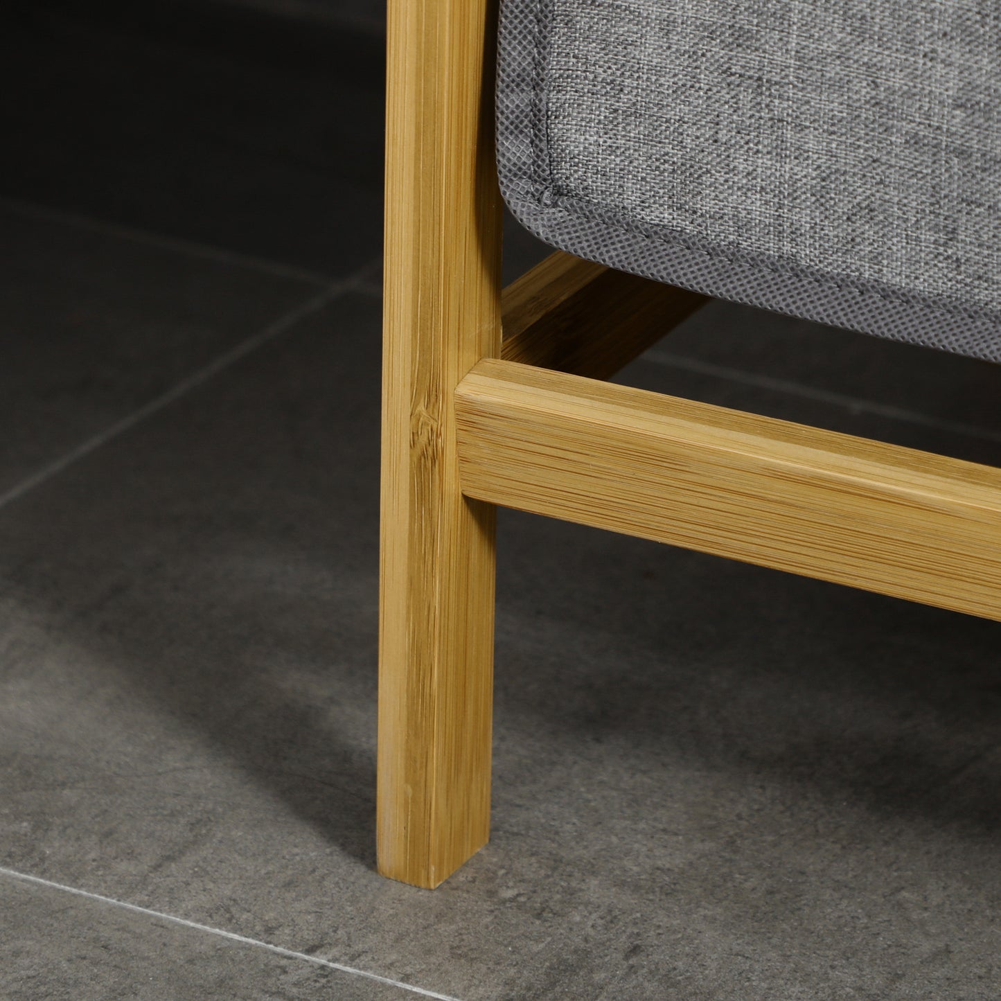 HOMCOM Wäschesammler Wäschekorb, 2 Wäschesäcke, 2 Griffe, Bambus, 63,5 x 33 x 73 cm, Grau + Natur