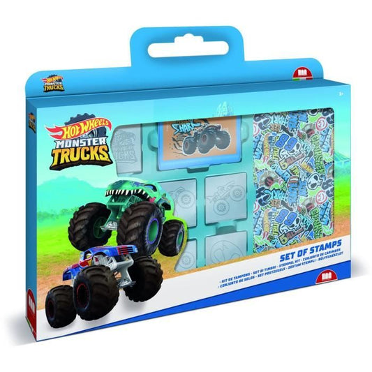 Stamp set - MULTIPRINT - 7143 - Hot Wheels - 7 wooden and latex stamps, Giotto markers, coloring book