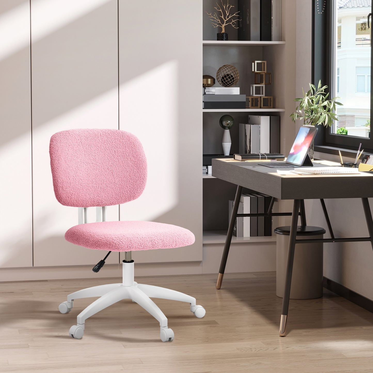Vinsetto Bürostuhl Computerstuhl drehbar, höhenverstellbar, 48 cm x 53 cm x 80-90 cm, Rosa