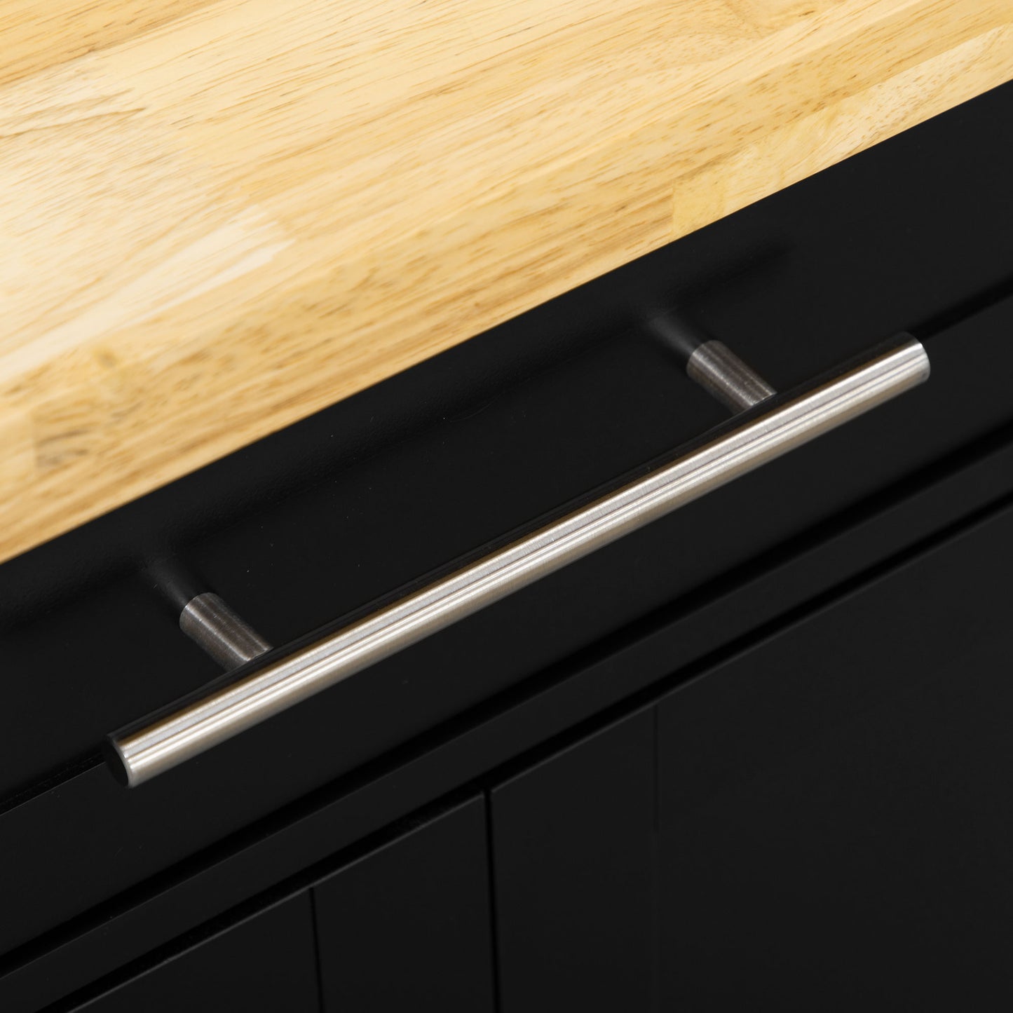 HOMCOM Küchenwagen Servierwagen Kücheninsel, 1 Gewürzregal, 1 Handtuchhalter, 109 cm x 40 cm x 89 cm, Schwarz