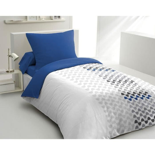 AMBROISIE Microfiber Duvet Cover Set - 1 Duvet Cover 140 x 200 cm + 1 Pillowcase 63 x 63 cm - Blue