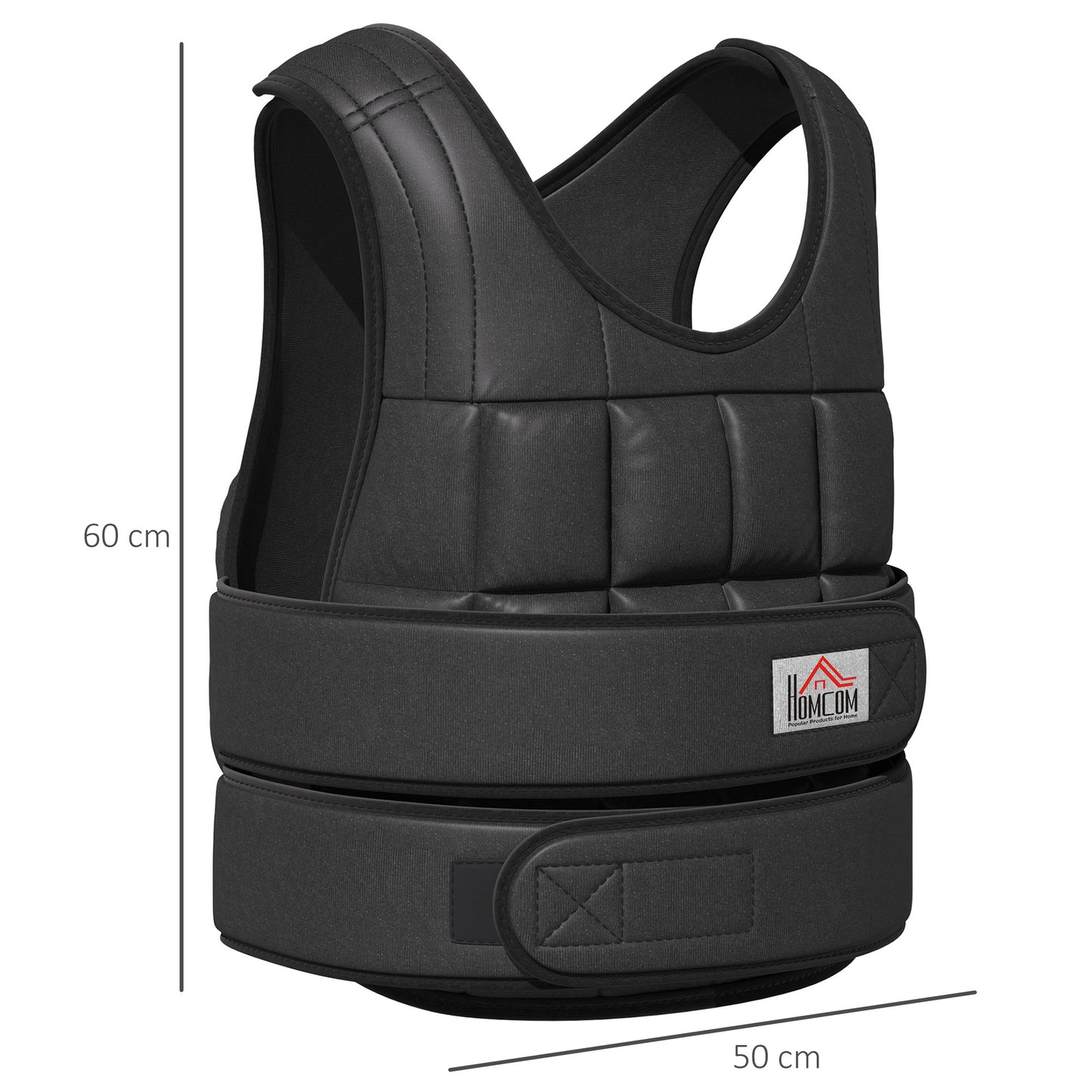 HOMCOM 30 kg Gewichtsweste Trainingsweste mit 35 Gewichtssäcke Verstellbar Krafttraining Fitness Oxford Metall Schwarz 60 x 50 cm