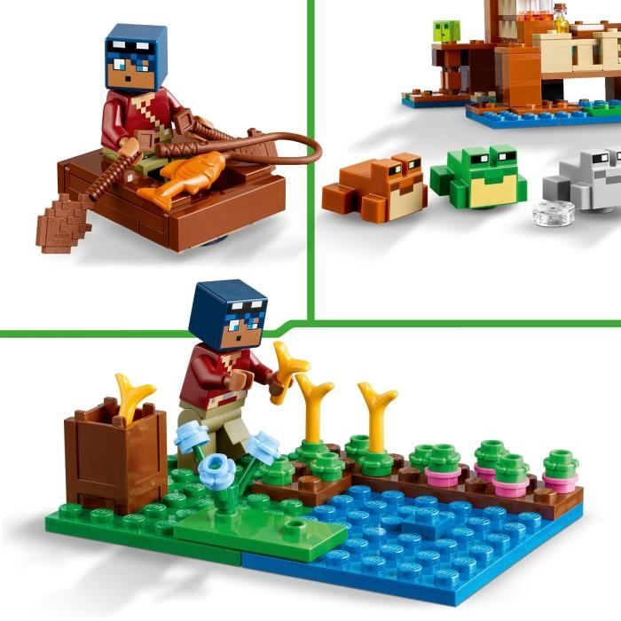 LEGO 21256 Minecraft The Frog House, Toy with Animal Minifigures, Characters: Zombie and Explorer