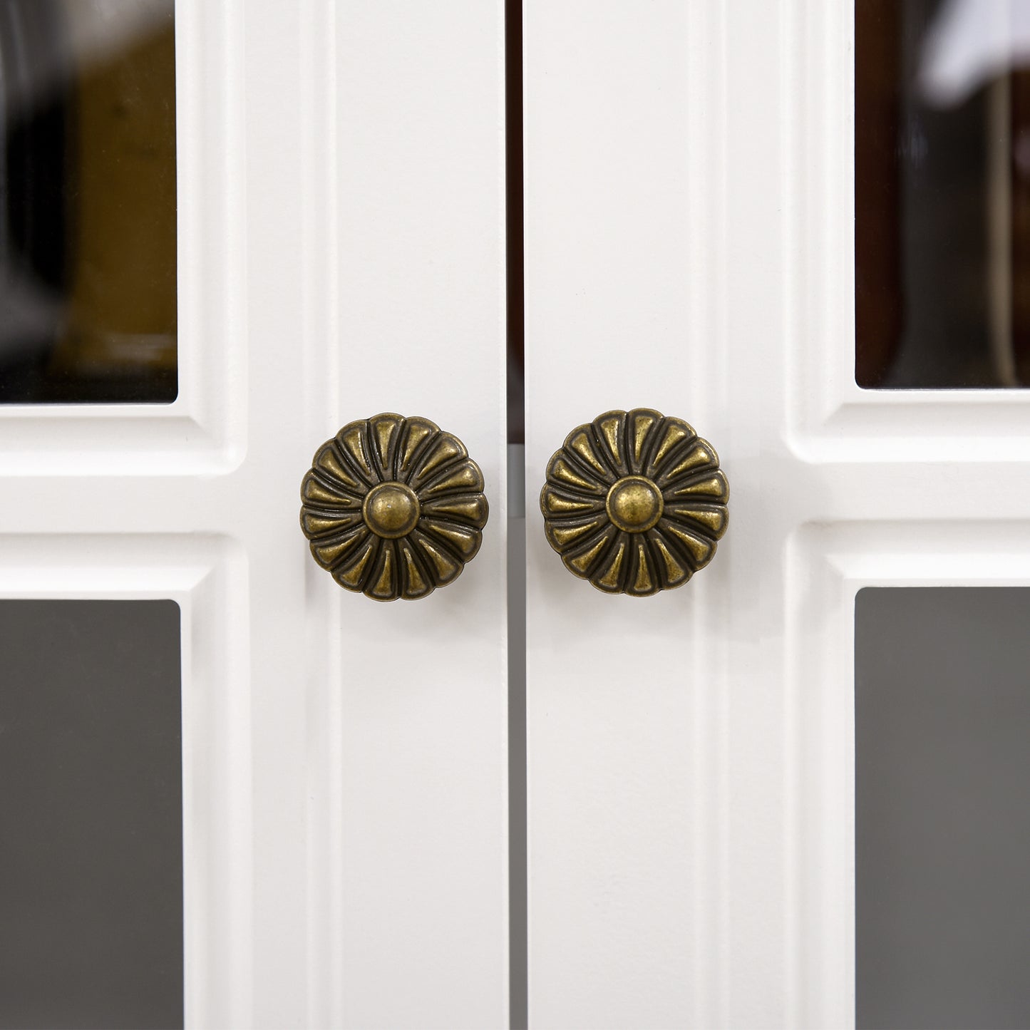 HOMCOM Küchenschrank, Buffet, 2 Schubladen, 2 Schrankfächer, klassisches Design, Weiß+Dunkelbraun, 76 x 38 x 182 cm