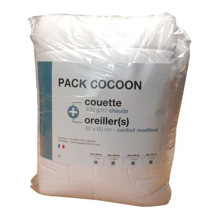 Microfiber bed linen pack - 1 hot duvet 140x200 cm + 1 pillow 60x60 cm white