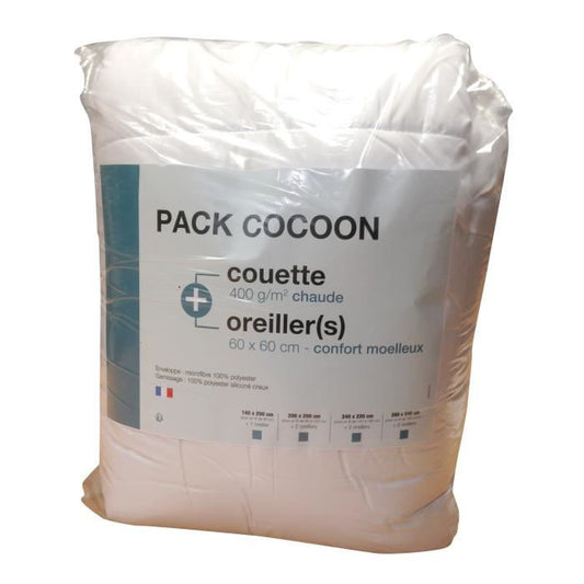 Microfiber bed linen pack - 1 hot duvet 140x200 cm + 1 pillow 60x60 cm white