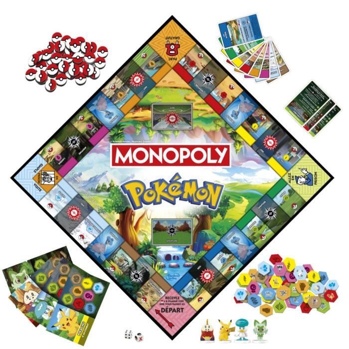 Pokémon Monopoly, board game, 2 to 4 players, games for children and Pokémon fans, approx. 45 minutes, ages 8 and up