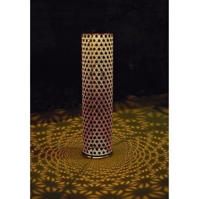 Solar lamp - GARDEN ID Column - Gold-Black Ø20 H60 cm - 6 to 8 hours of light - On/off button - Durable LI-ION battery.