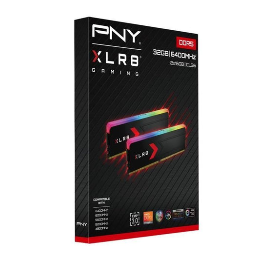 Memory Kit - PNY - XLR8 Gaming EPIC-X RGB DDR5 - 32GB (2x16GB) - 6400MHz - CL36 - For Desktop Computer