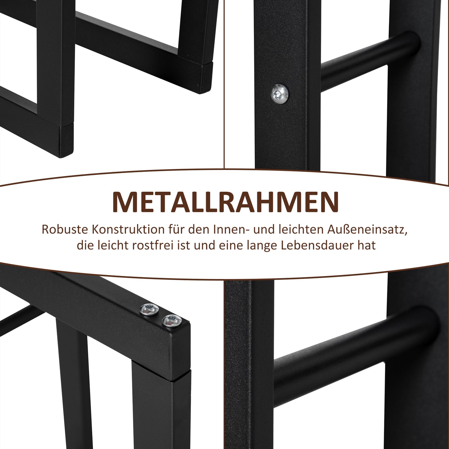 HOMCOM Kaminholzregal Metall 60 x 25 x 100 cm Brennholzregal Stapelhilfe Stahlrahmen bis 100kg Kaminholzunterstand Outdoor Holzregal Feuerholzregal für Garten Terrasse Außen Schwarz