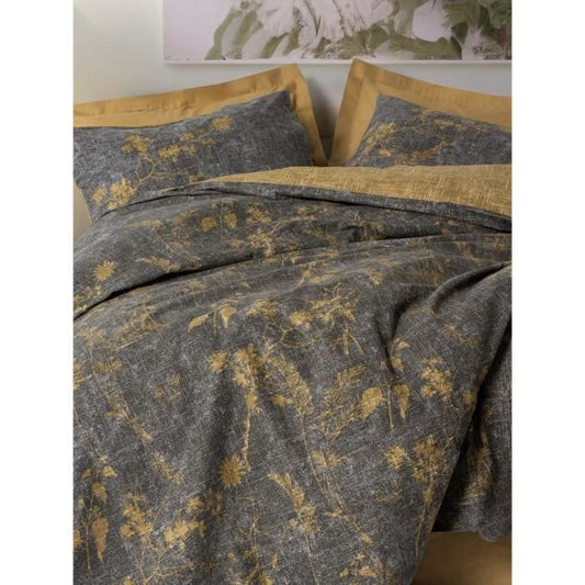 Bedding set - 1 duvet cover 220 x 240 cm + 2 pillowcases 60 x 60 cm - 100% cotton - Mustard