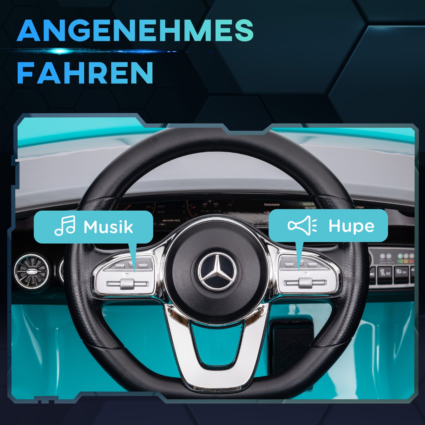 AIYAPLAY Kinder-Elektroauto, fernsteuerbar, mit Transportrollen, LED-Lichter, Hupe, für Kinder von 3-6 Jahren, Hellblau