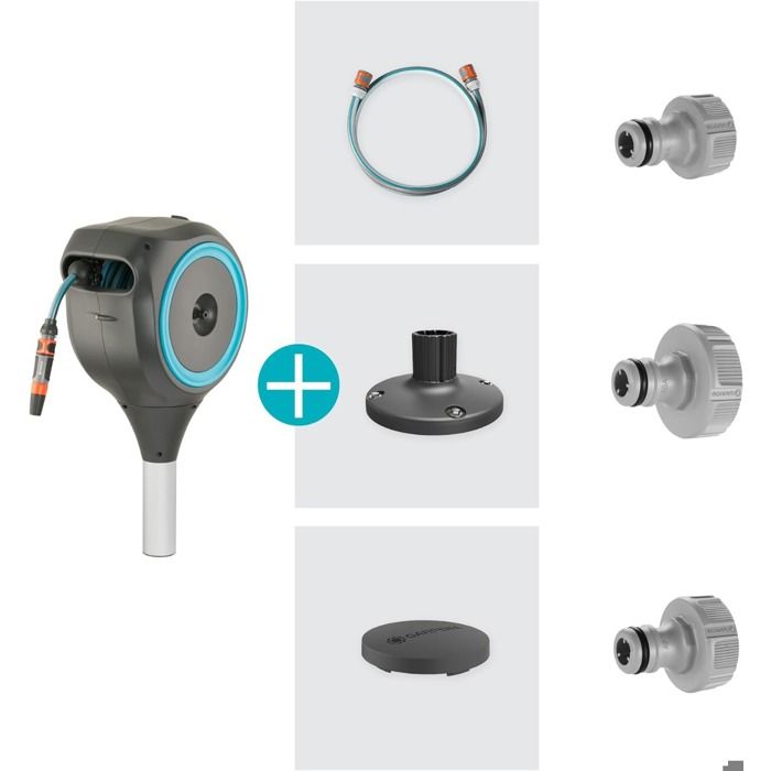 Automatic hose reel for terrace - GARDENA - RollUp S - Blue - Length 15 m - Hose 13 mm