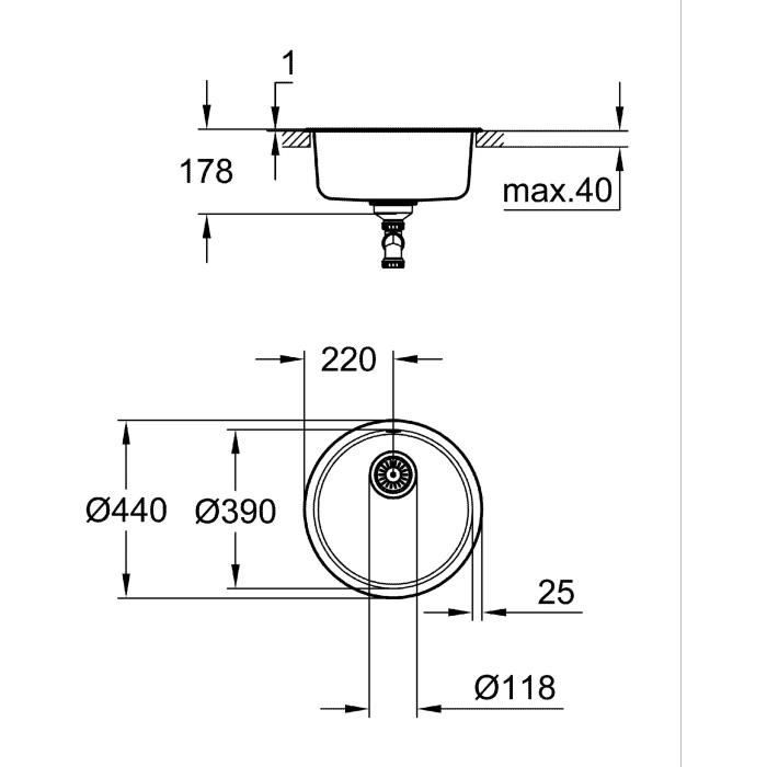 Kitchen sink - Stainless steel - Top-mounted - GROHE K200 - 31720SD0