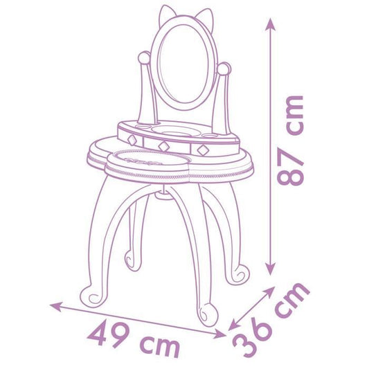 Smoby - Gabby and the Magic House - 2 in 1 children's dressing table - Stool included - 12 accessories - Adjustable mirror