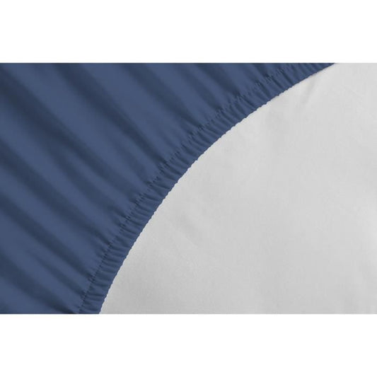 LOVELY HOME Fitted sheet - 160 x 200 + 35 cm - 100% cotton - Blue