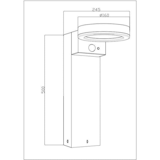 Solar bollard - GALIX - G4590B - Very bright - Stainless steel (Wall light option) with detector - H50 cm - 1000 Lumens