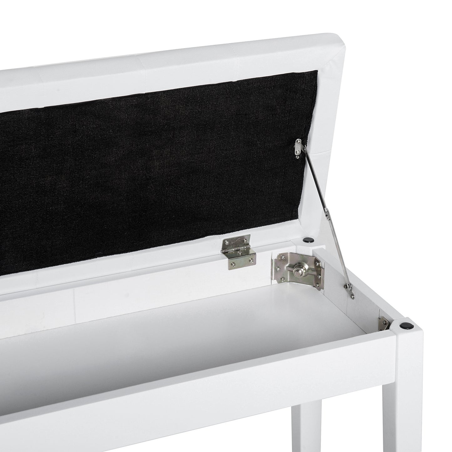 HOMCOM Klavierhocker, Klavierbank mit Verstecktem Stauraum, Klavierstuhl mit Kunstleder Kissen, Pianobank, Massivholz Keyboardbank für Piano, Keyboard, 76 x 36 x 50 cm, Weiß
