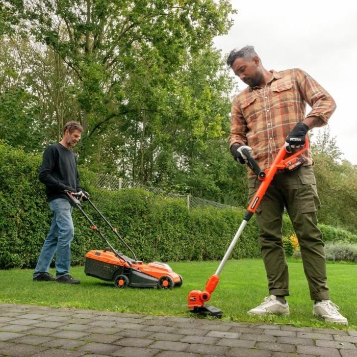 20V BRUSHLESS lawn mower pack 33cm cutting length + trimmer + hedge trimmer - DUAL POWER POWDPGBOX25A - 2 x 20V 3Ah batteries + charger