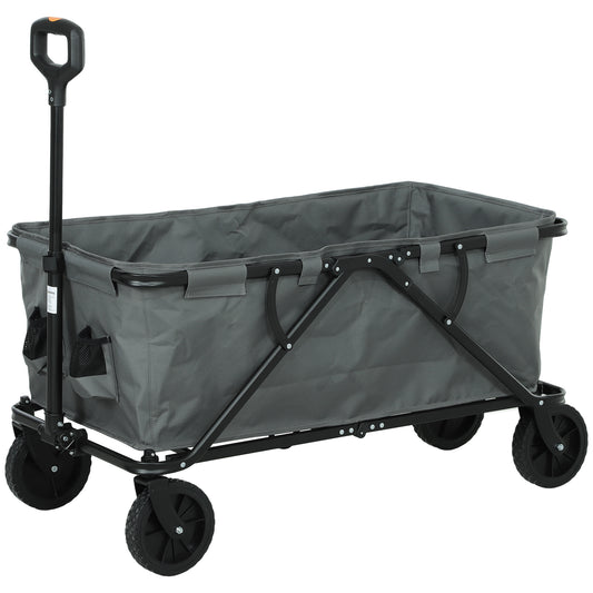 Outsunny Gartenwagen 120 kg belastbar, klappbar Transportwagen mit herausnehmbare Plane 160 Liter Dunkelgrau