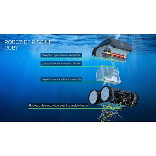 BESTWAY Aquaglide autonomous swimming pool robot vacuum cleaner for flat bottom swimming pools 3.5 x 5 m, rechargeable battery