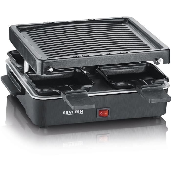 SEVERIN Raclette Grill 4 people compact, easy to store, ideal for small households, cooking surface 21 x 21cm, RG 2370