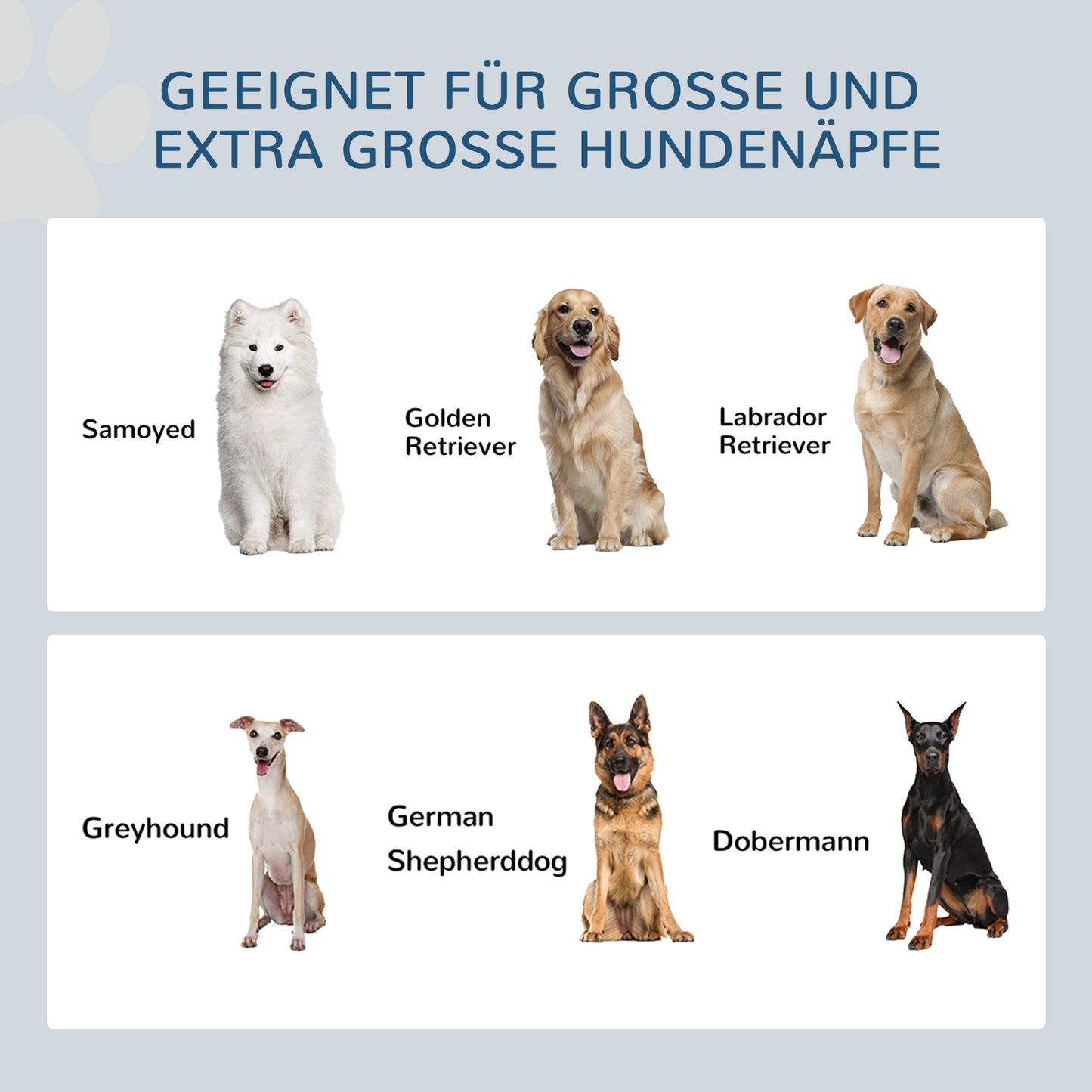 PawHut 2-in-1 Erhöhter Hundenapf Höhenverstellbar Futternapf mit Ständer 2 x 2L Edelstahlnäpfen Weiß