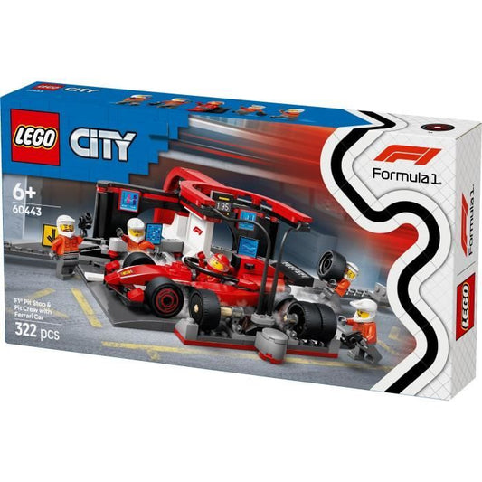 LEGO City 60443 F1 Pit Stop with Ferrari Car - Toy for Boys Ages 6 and Up