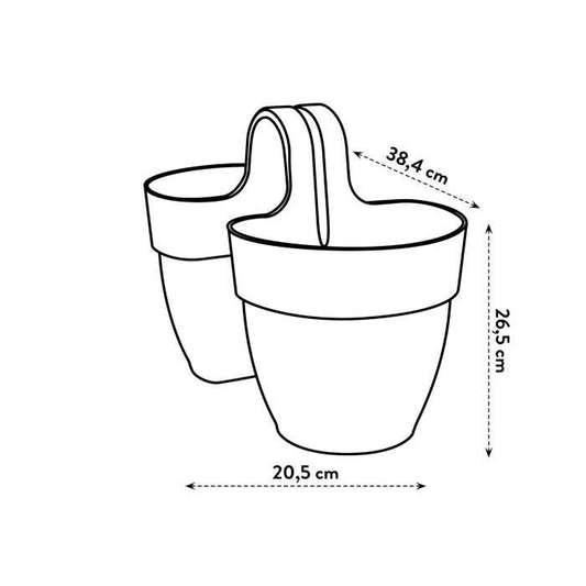 Elho - Flower pot - Vibia Campana Flower Twin 21 - Anthracite - Outdoor balcony - L 38.4 x W 20.5 x H 26.5 cm