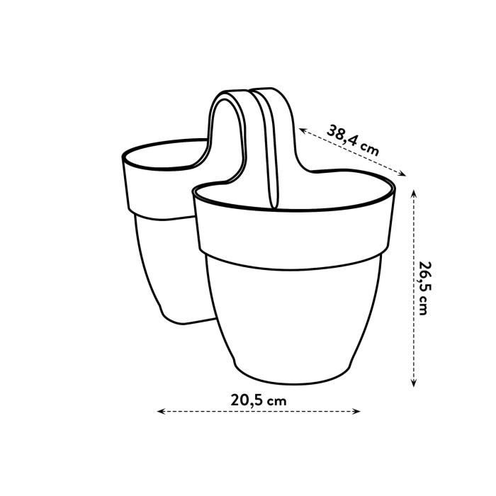 Elho - Flower pot - Vibia Campana Flower Twin 21 - Anthracite - Outdoor balcony - L 38.4 x W 20.5 x H 26.5 cm