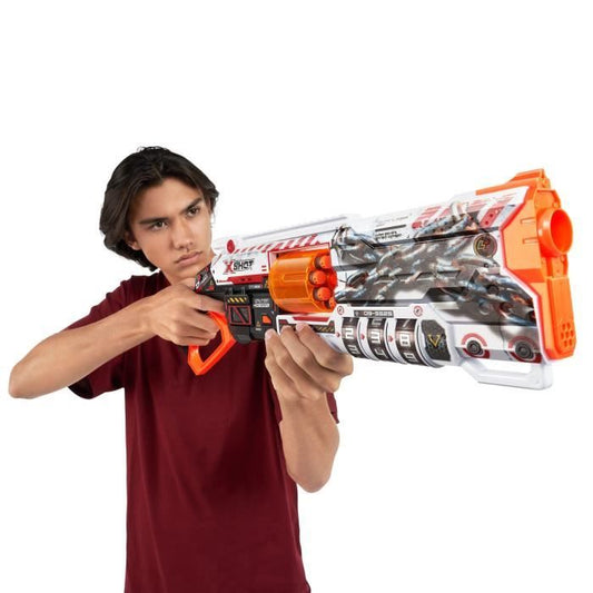 Lockable Blaster - ZURU - XSHOT Skins Lock Gun - Blaster with Locking Combination and 8-Dart Rotating Barrel