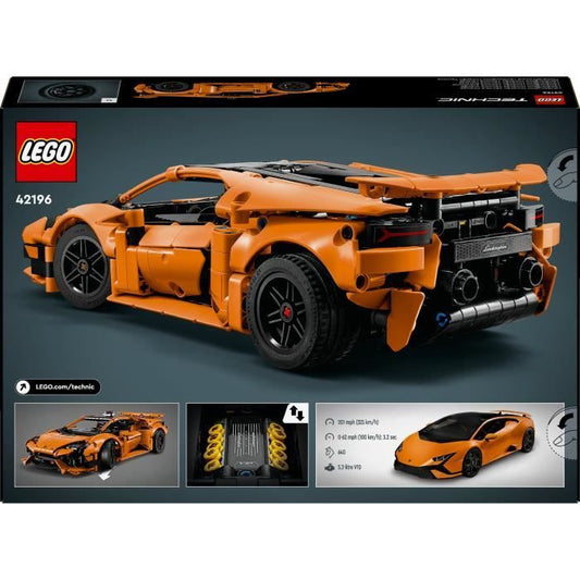 LEGO Technic 42196 Lamborghini Huracán Tecnica Orange Toy Car for 9 Year Olds