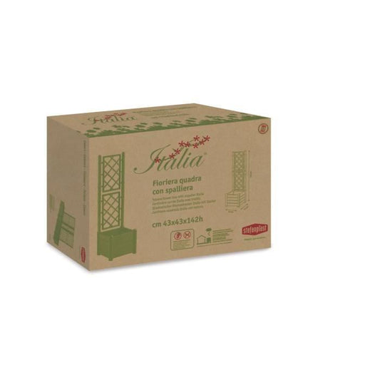 ITALIA square flower box with trellis - 30L - Plastic - Anthracite