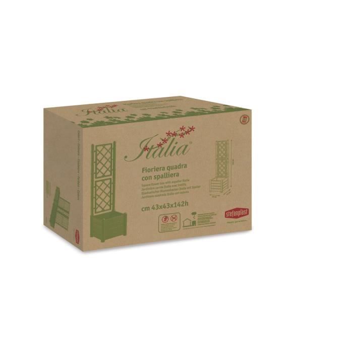ITALIA square flower box with trellis - 30L - Plastic - Anthracite