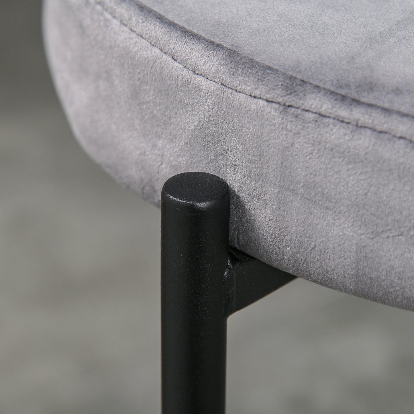 HOMCOM 4er-Set Esszimmerhocker Stapelbar Esszimmerstühle Küchenstuhl mit gepolstertem Sitz, Samtoptik Sitzhocker Samt für Küche Esszimmer Metall Grau 41,5 x 41,5 x 46 cm