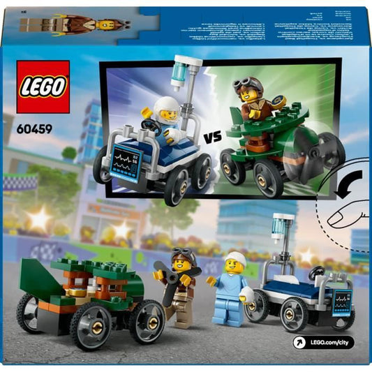 LEGO City 60459 Race Cars Pack: Plane vs. Hospital Bed - Toy for 5 Year Olds
