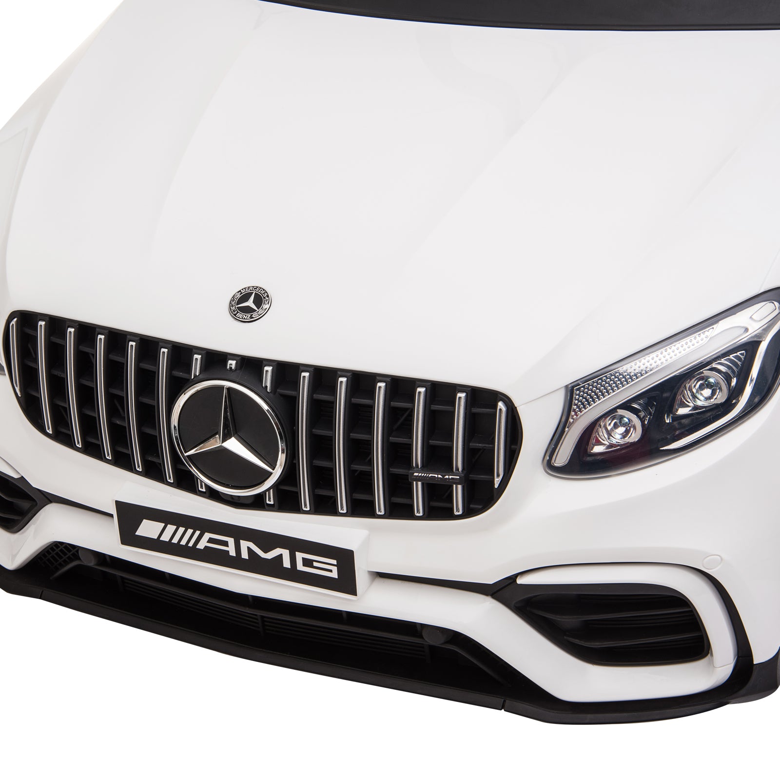 HOMCOM Kinderfahrzeug 12V Mercedes-Benz AMG GLC63S COUPE lizenzierter Elektroauto mit Fernbedienung Sicherheitsgurt 2 x 35W Motoren MP337-60 Monate Weiß 115 x 70 x 55 cm