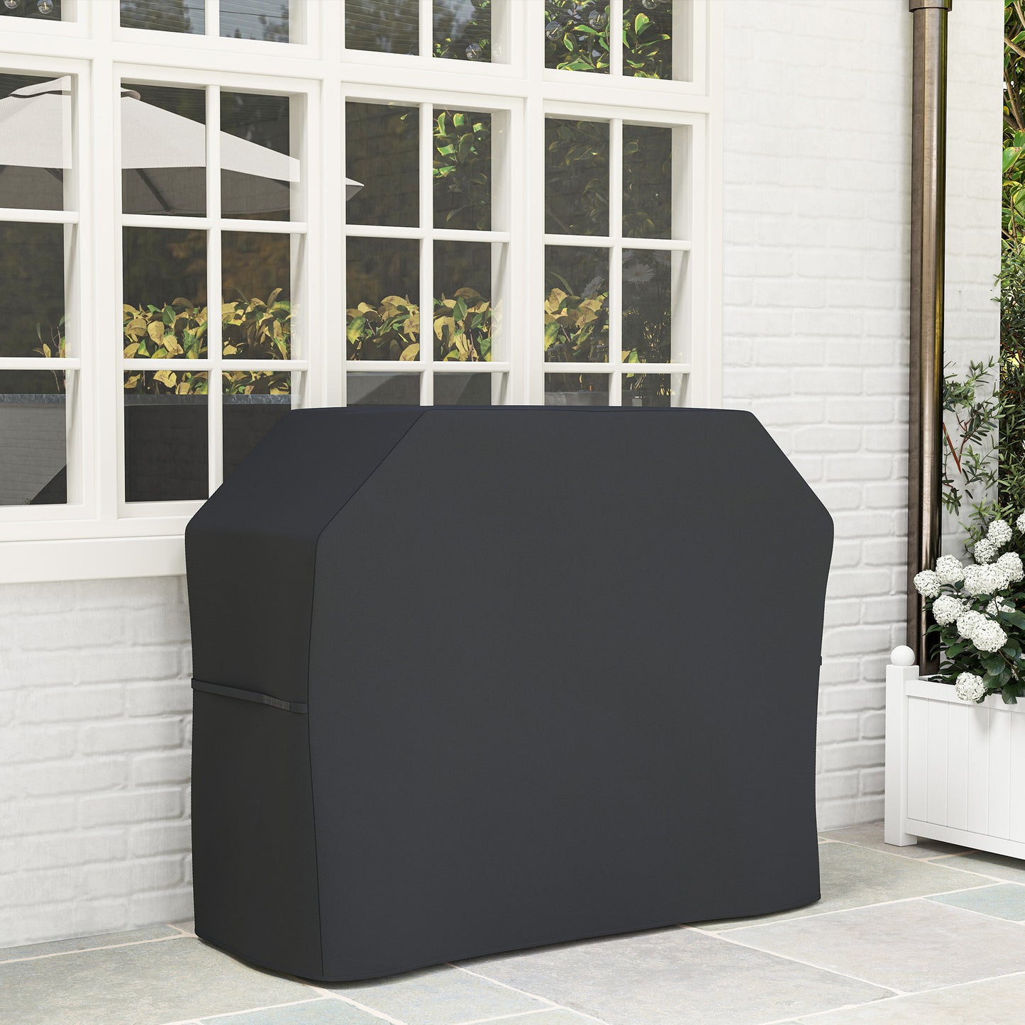 Outsunny Grillabdeckung Schutzabdeckung für Grill Grillplane, wetterbeständig, 147 x 61 x 120cm, Schwarz