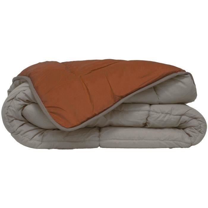 POYET MOTTE Microfiber duvet 400g / m² CALGARY - 220 x 240 cm - Pebble gray and Gimgember brown